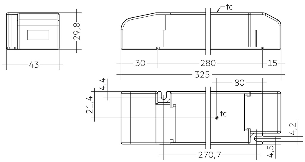 Tridonic 200W 24V SC SNC SR Dimensions