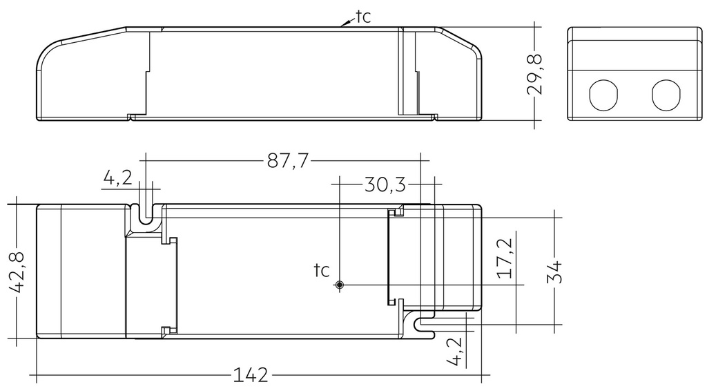 Tridonic 35W 24V SC SNC SR Dimensions