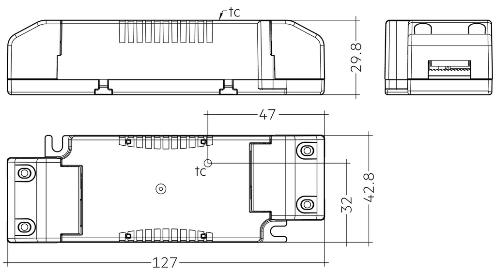 Tridonic 18W 24V SC SNC SR Dimensions