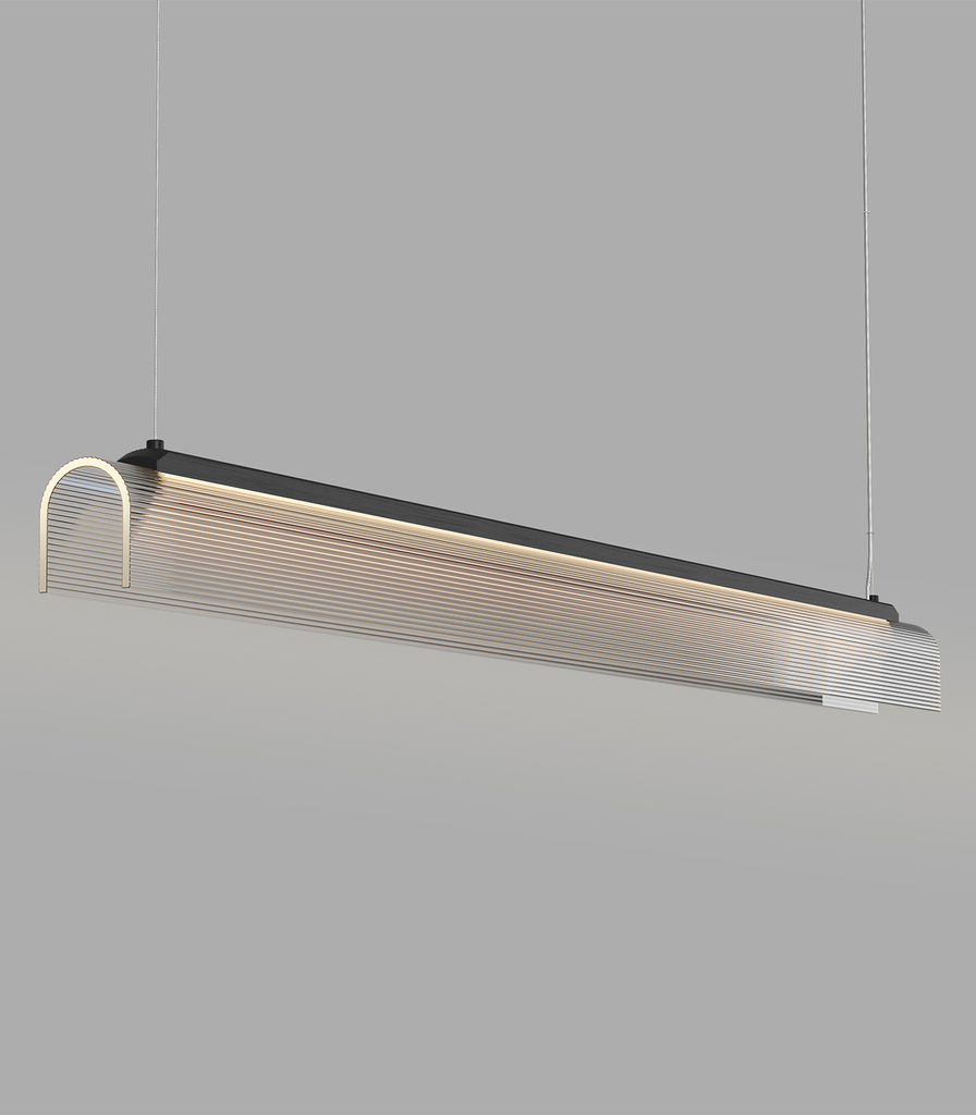 Edge Linear Pendant Light (Iron, Clear Ribbed)