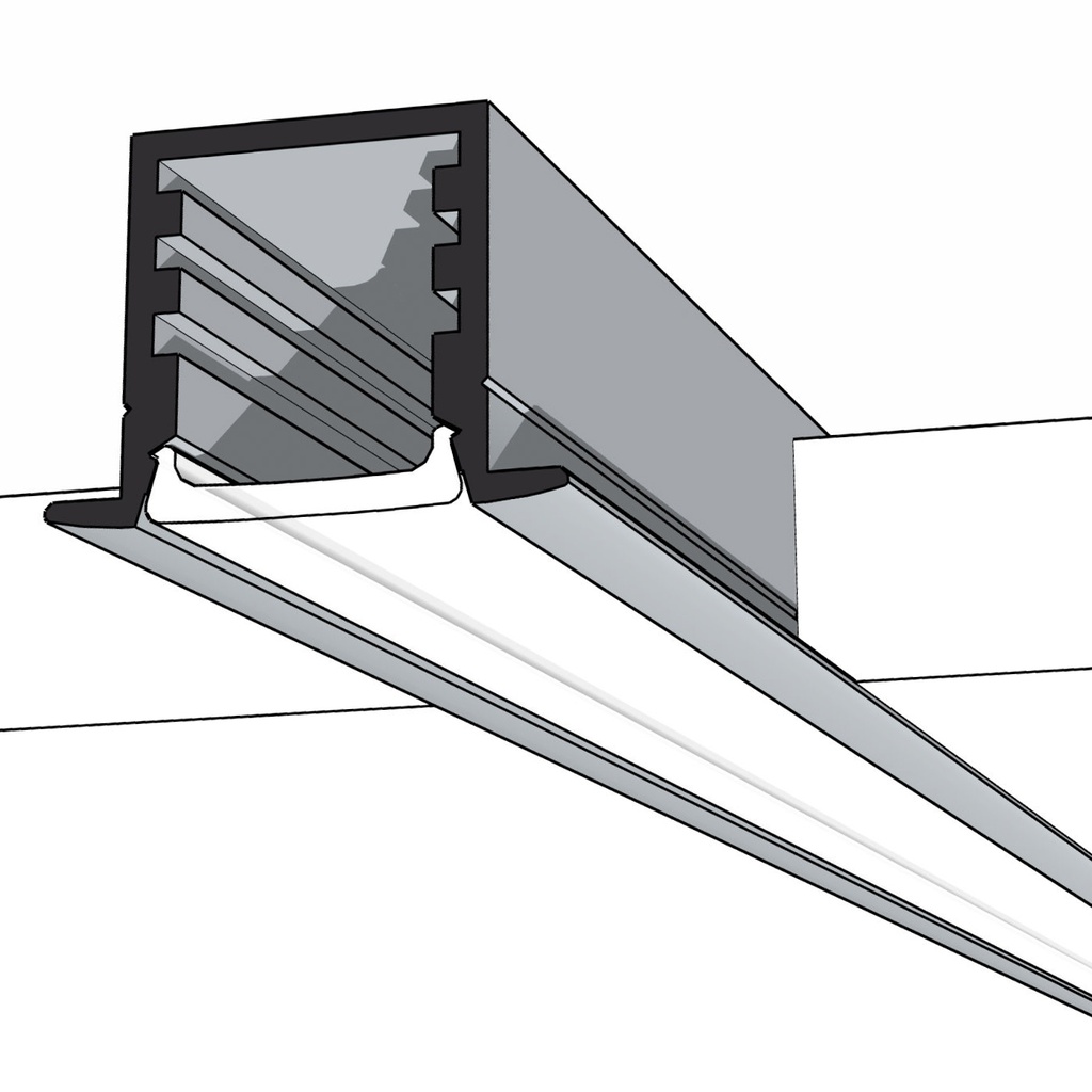 Tall Recess Aluminium Mounting Profile 14x15x2000mm