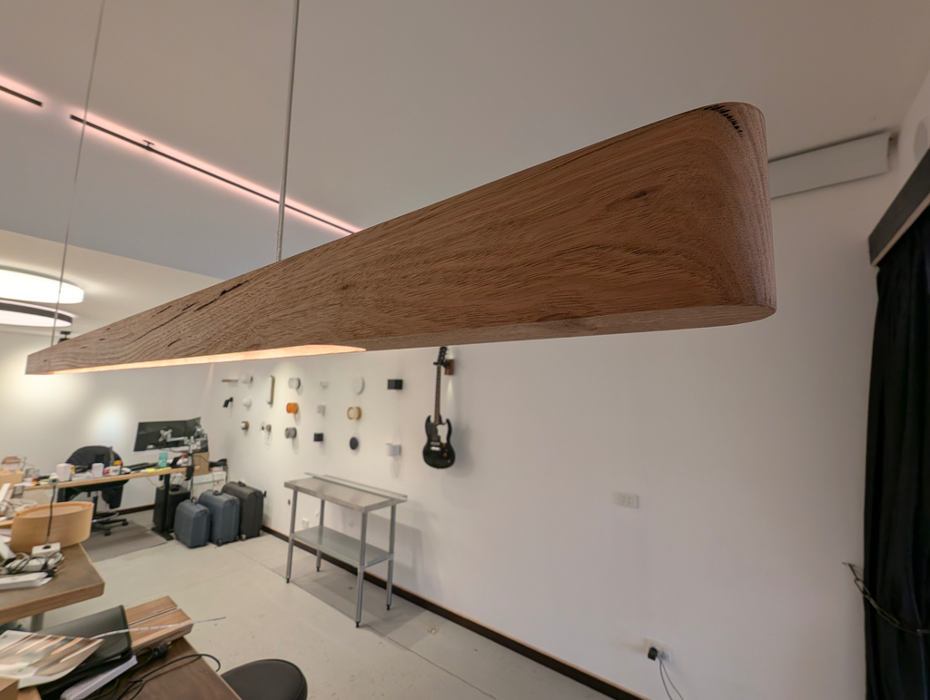 PLANCK Undercut Linear Pendant (2300-3200mm length) (Single Origin, Walnut)