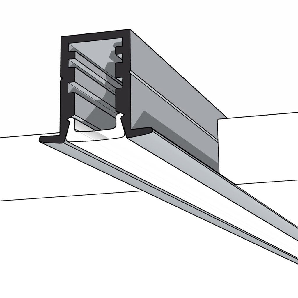 [P10X15-REC.2000] Profile: Mini Tall Recessed Aluminium Mounting Profile 10x15x2000mm