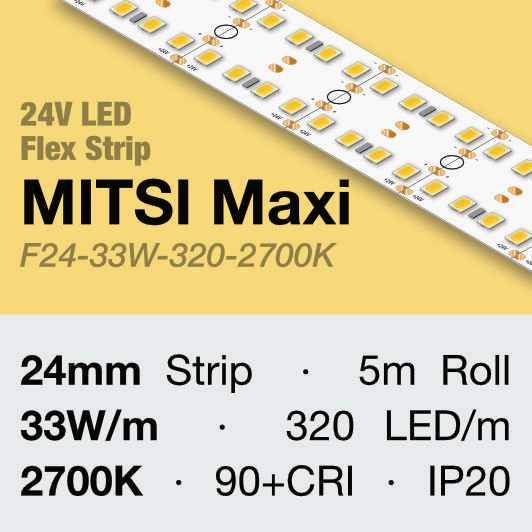 [F24-33W-320-2700K] Mitsi Maxi LED Strip - 33W/m (2700K)