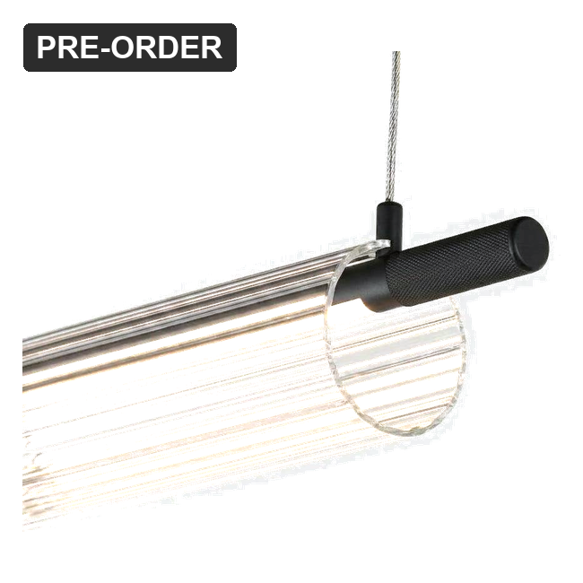[FLU.4515.MB-WEB] ORE Flute Glass Linear Pendant Light (Black)