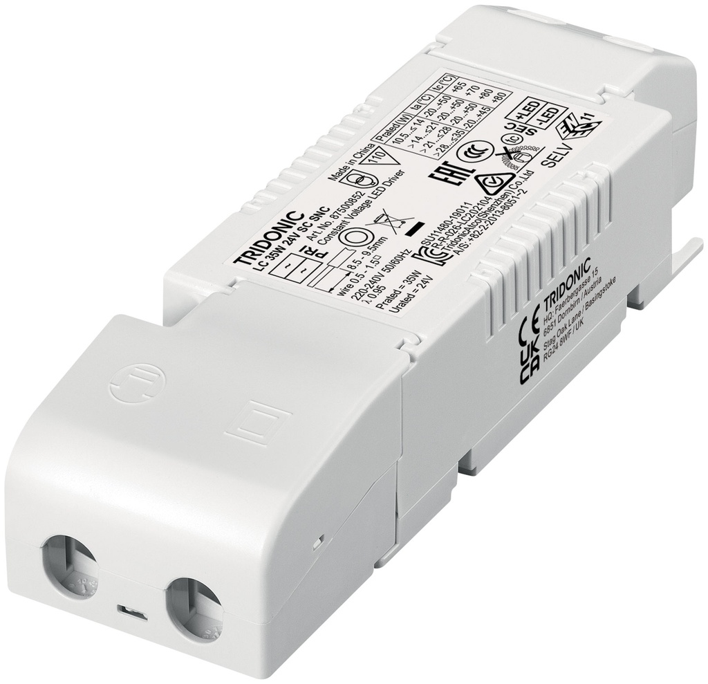 Tridonic
LC 35W 24V SC Constant Voltage LED Driver
220-240V 50/60Hz F+P