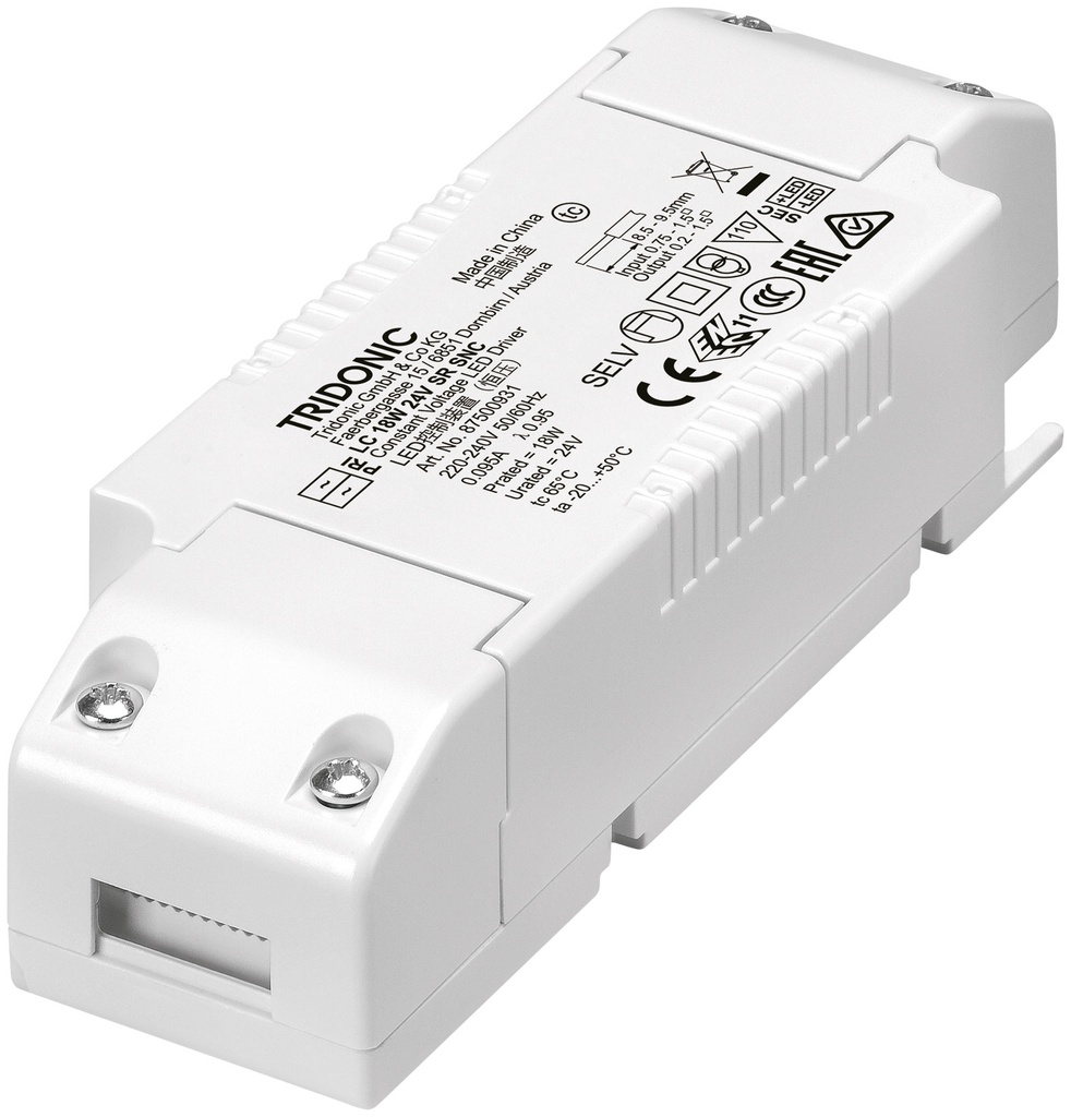 [LC 18W 24V SR SNC F+P] Tridonic LC 18W 24V SC SNC SR 24V Constant Voltage LED Driver F+P