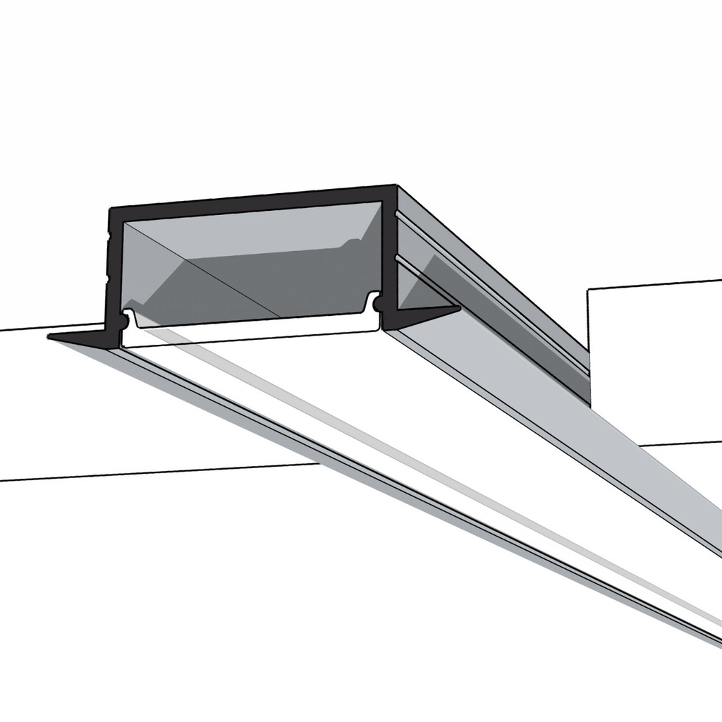 Shallow Recess Aluminium Mounting Profile 17x7x2000mm