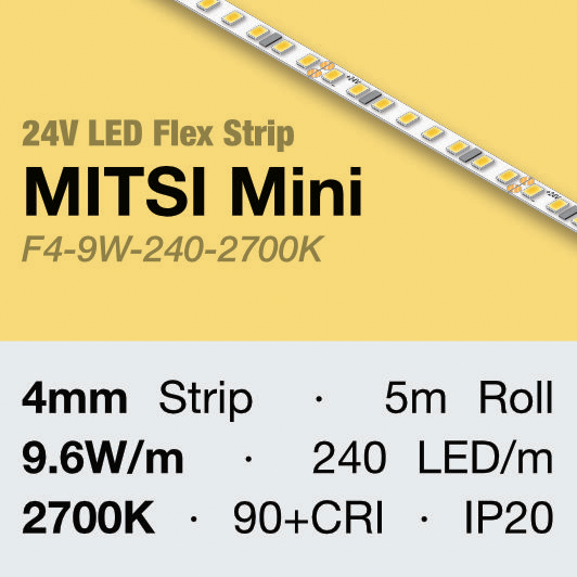 [F4-9W-240-2700K] Mitsi Mini LED Strip - 10W/m (2700K)